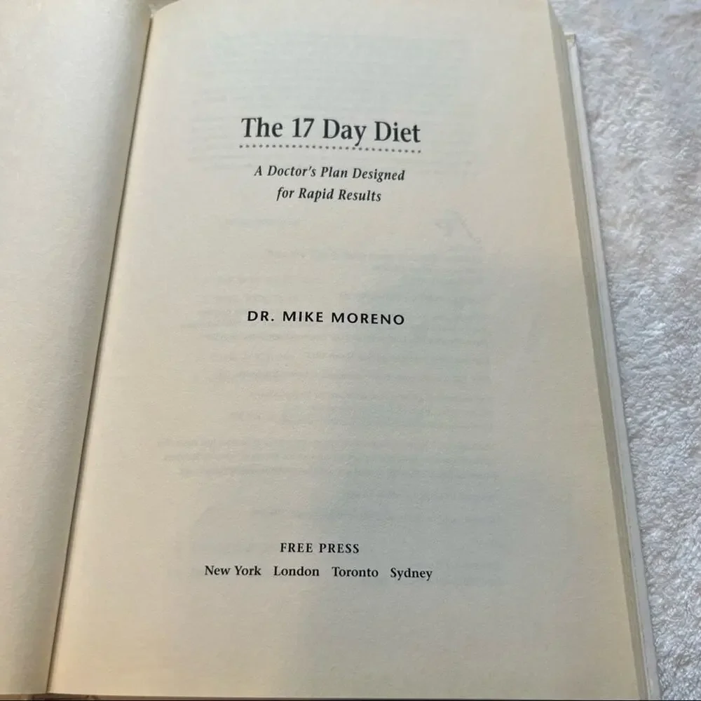 The 17 Day Diet by Dr Mike Moreno Rapid Weight Loss Recipe & Plan Book