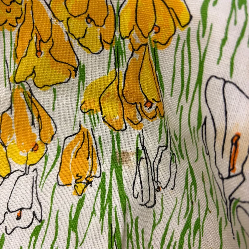 Vintage Vera Things to Cook In Apron Yellow Floral Halter Cotton Cottagecore